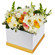 chrysamthemums and roses in a box